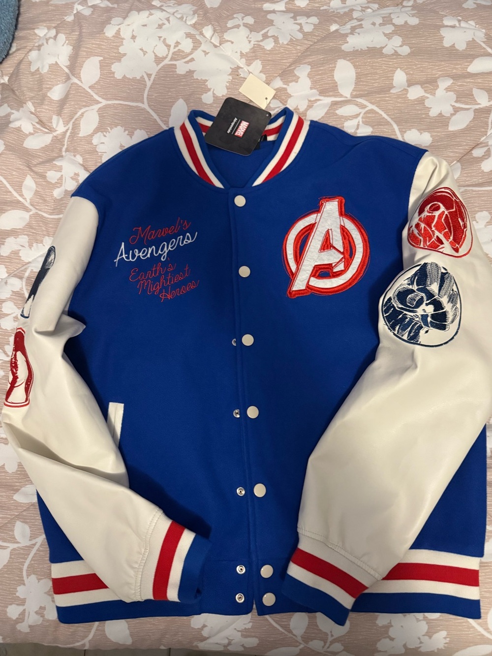 Aeropostle Marvel Blue and White Avengers Varsity Jacket